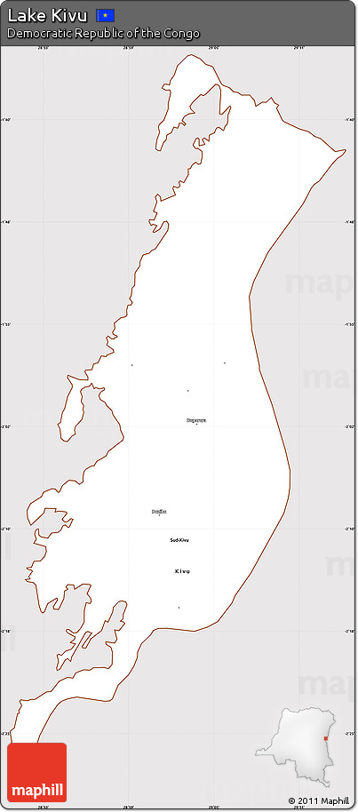 Classic Style Simple Map of Lake Kivu, cropped outside