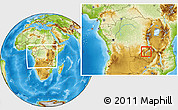 Physical Location Map of Lake Mweru, within the entire country