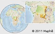 Physical Location Map of Democratic Republic of the Congo, lighten