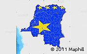 Flag Map of Democratic Republic of the Congo, single color outside, bathymetry sea, flag rotated