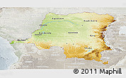 Physical Panoramic Map of Democratic Republic of the Congo, lighten, semi-desaturated