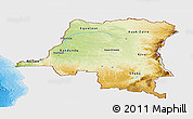 Physical Panoramic Map of Democratic Republic of the Congo, single color outside