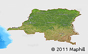 Satellite Panoramic Map of Democratic Republic of the Congo, single color outside, bathymetry sea