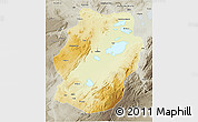 Physical 3D Map of Bukama, semi-desaturated