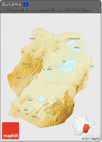 Physical 3D Map of Bukama, single color outside