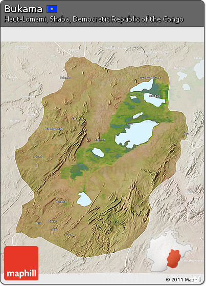 Satellite 3D Map of Bukama, lighten