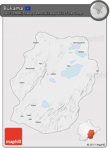 Silver Style 3D Map of Bukama, single color outside