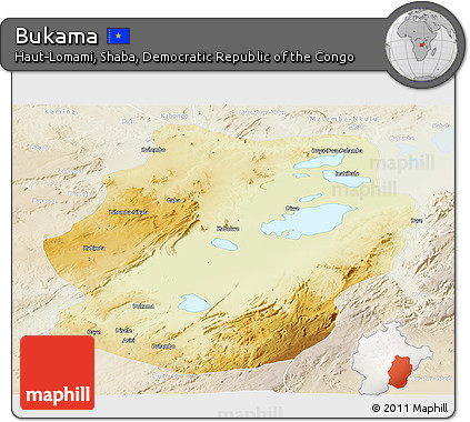 Physical Panoramic Map of Bukama, lighten