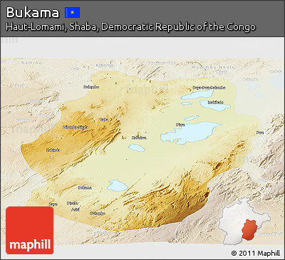 Physical Panoramic Map of Bukama, lighten