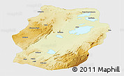 Physical Panoramic Map of Bukama, single color outside