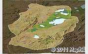 Satellite Panoramic Map of Bukama, darken
