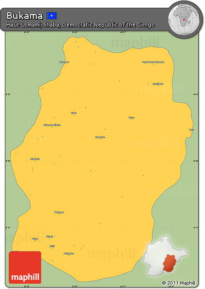 Savanna Style Simple Map of Bukama, single color outside