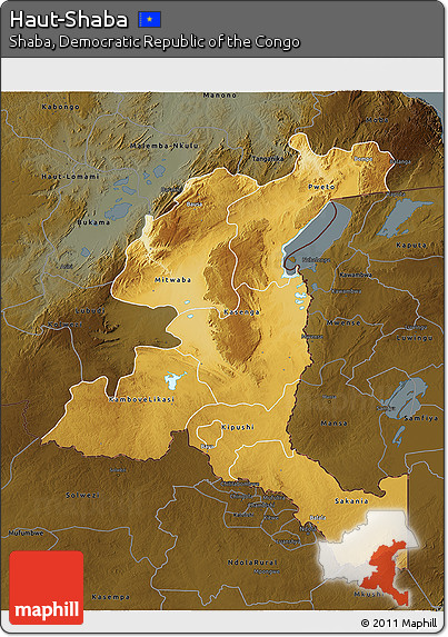 Physical 3D Map of Haut-Shaba, darken