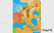 Physical 3D Map of Haut-Shaba, political shades outside