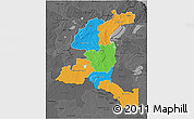 Political 3D Map of Haut-Shaba, darken, desaturated