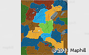 Political 3D Map of Haut-Shaba, darken