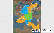 Political 3D Map of Haut-Shaba, darken, semi-desaturated