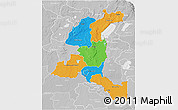 Political 3D Map of Haut-Shaba, lighten, desaturated