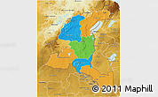 Political 3D Map of Haut-Shaba, physical outside