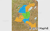 Political 3D Map of Haut-Shaba, satellite outside