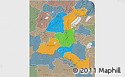 Political 3D Map of Haut-Shaba, semi-desaturated