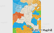 Shaded Relief 3D Map of Haut-Shaba, political shades outside