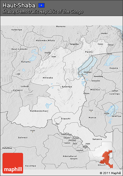 Silver Style 3D Map of Haut-Shaba