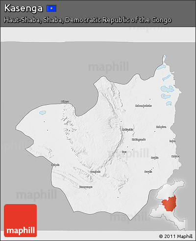 Gray 3D Map of Kasenga, single color outside