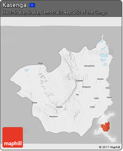 Gray 3D Map of Kasenga, single color outside