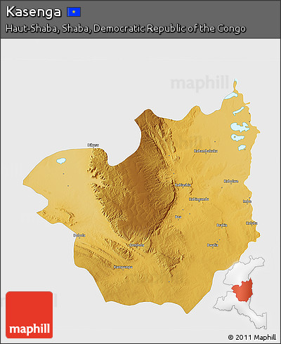 Physical 3D Map of Kasenga, single color outside