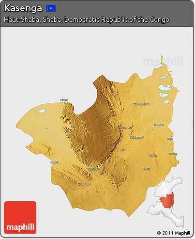 Physical 3D Map of Kasenga, single color outside
