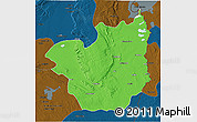 Political 3D Map of Kasenga, darken