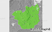 Political 3D Map of Kasenga, desaturated