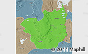 Political 3D Map of Kasenga, semi-desaturated