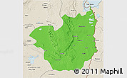 Political 3D Map of Kasenga, shaded relief outside