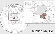Blank Location Map of Kasenga, highlighted country, highlighted grandparent region, within the entire country