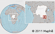 Gray Location Map of Kasenga, highlighted country, highlighted parent region, within the entire country, hill shading