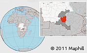 Gray Location Map of Kasenga, highlighted country, highlighted parent region