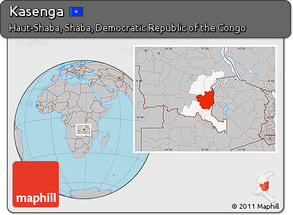 Gray Location Map of Kasenga, highlighted parent region