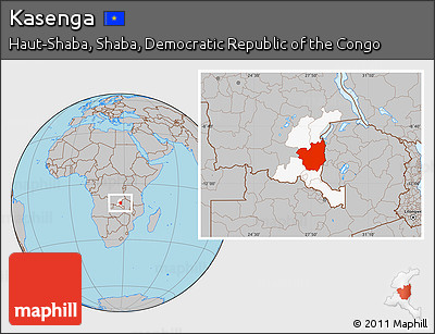 Gray Location Map of Kasenga, highlighted parent region