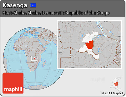 Gray Location Map of Kasenga, highlighted parent region