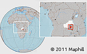 Gray Location Map of Kasenga, highlighted parent region, highlighted grandparent region, within the entire country, hill shading