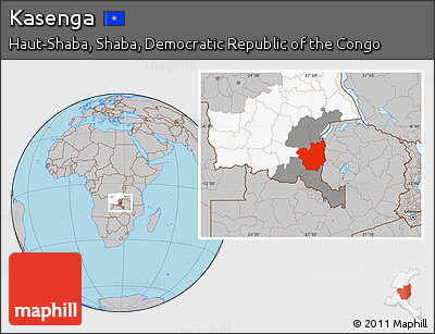 Gray Location Map of Kasenga, highlighted parent region, highlighted grandparent region