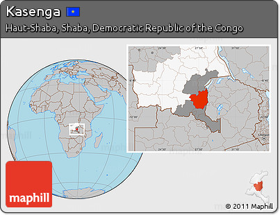 Gray Location Map of Kasenga, highlighted parent region, highlighted grandparent region