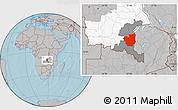 Gray Location Map of Kasenga, highlighted parent region, highlighted grandparent region, hill shading