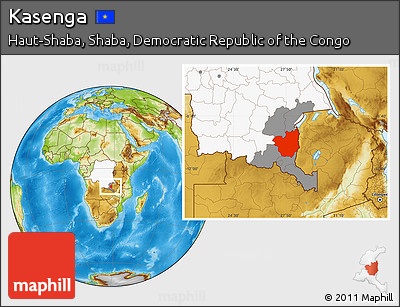 Physical Location Map of Kasenga, highlighted country, highlighted parent region