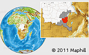 Physical Location Map of Kasenga, highlighted country, highlighted parent region