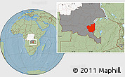 Savanna Style Location Map of Kasenga, highlighted country, highlighted grandparent region, hill shading