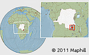 Savanna Style Location Map of Kasenga, highlighted country, highlighted parent region, within the entire country, hill shading