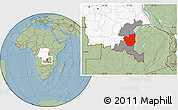 Savanna Style Location Map of Kasenga, highlighted country, highlighted parent region, hill shading